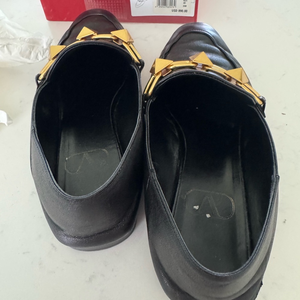 Valentino Black Loafers with Gold Detailing - Picture 5 of 7